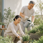 active senior doing gardening