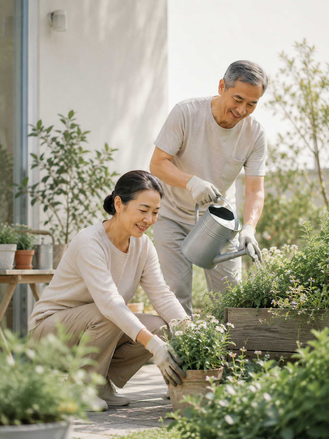 active senior doing gardening